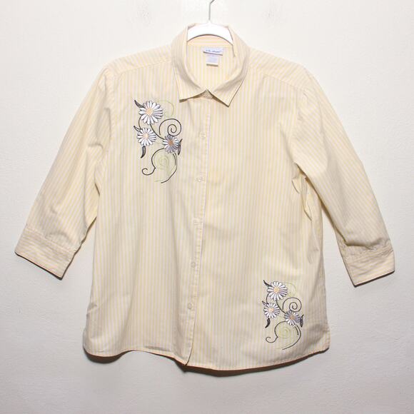 Vintage Vicki Wayne Striped floral embroidered granny top Size 14 - Picture 1 of 5